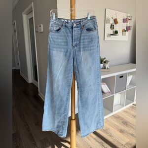 S.O.N.G. Street Jean High Rise Button Fly Wide Leg Light Denim Pant Sz 9/29